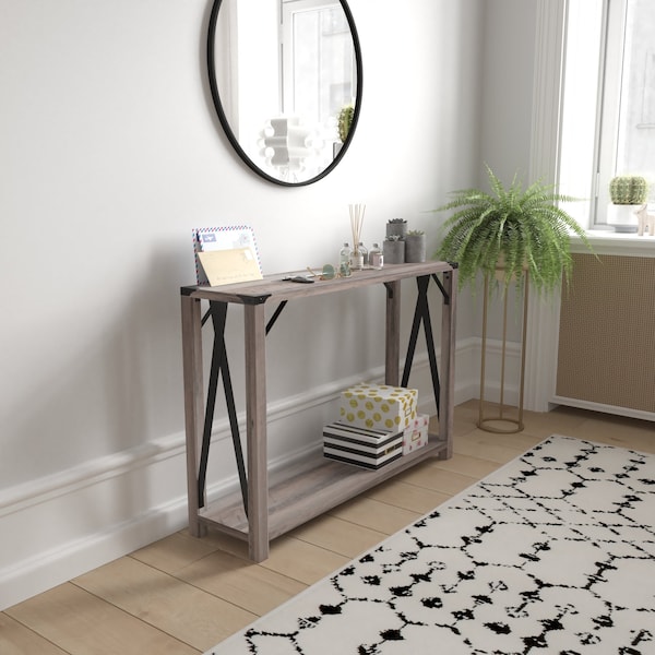 Flash Furniture 43 W, 11.5 L, 30 H, Engineered Wood, Gray Wash ZG-038-GY-GG - main